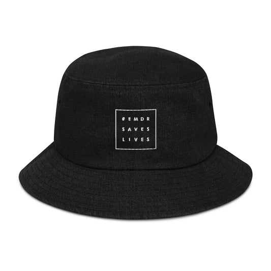 #EMDRSAVESLIVES Denim Bucket Hat (Black Denim / One size) , Flat Embroidery